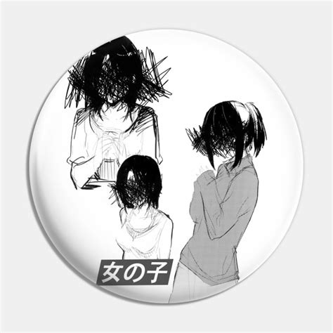 Girls Black And White Sad Japanese Anime Aesthetic Anime Pin