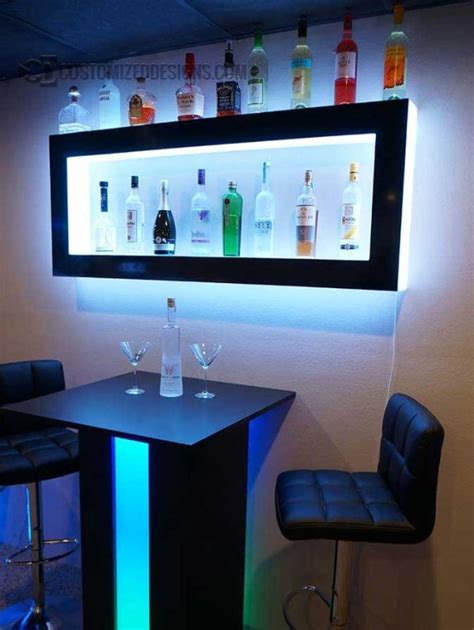 Lighted Back Bar Wall Display Shelves Led Lighting Modern Design