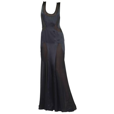 Vintage Versace Long Black Silk Dress Size 40 For Sale At 1stdibs