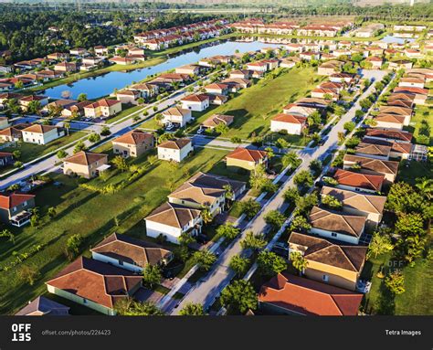 Aerial View Of A Suburban Neighborhood In Stuart Florida Stock Photo