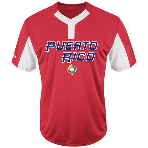 majestic puerto rico baseball scarlet 2017 world baseball classic replica henley team jersey