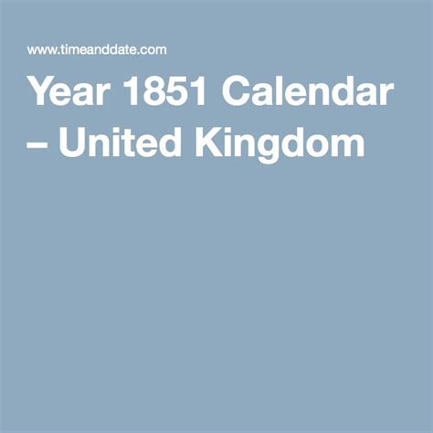 Year 1851 Calendar United Kingdom The Unit United Kingdom Calendar