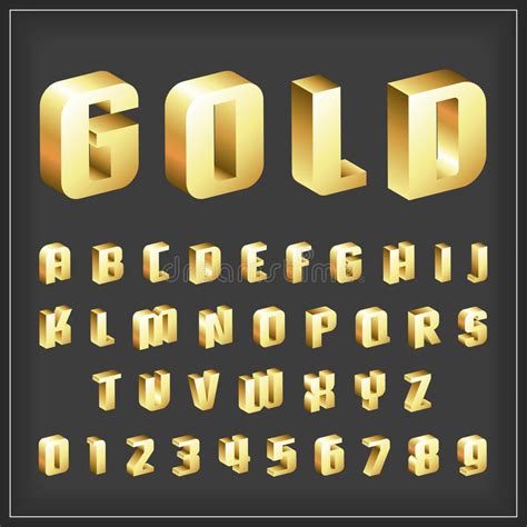 Alphabetic Fonts And Numbers Stock Vector Illustration Of Golden