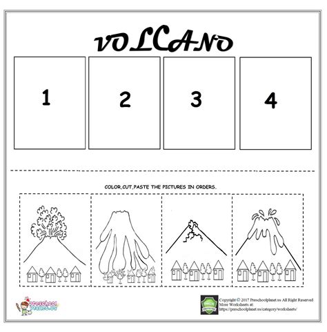 Volcano Sequencing Worksheet For Kids Kindergarten Sequencing