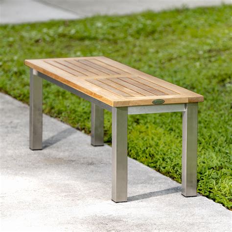 Vogue 4 Ft Teak And Stainless Steel Backless Bench Westminster Teak
