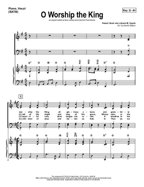 O Worship The King Sheet Music Pdf Praisecharts Traditional Hymn