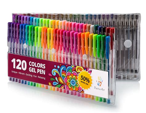 Positive Arts Gel Pen Set 120 Unique Colors For Drawing Includes Neon