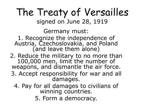 Ppt The Treaty Of Versailles Signed On June 28 1919 Powerpoint