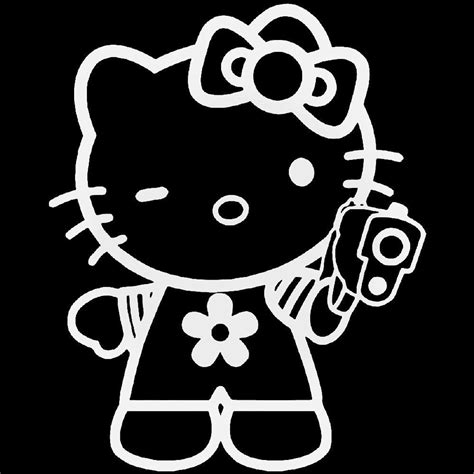 Hello Kitty Gangster Gun Vinyl Decal Sticker