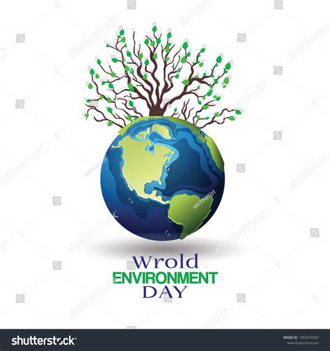 World Environment Dayearth Ecological Environment Poster เวกเตอร์สต็อก