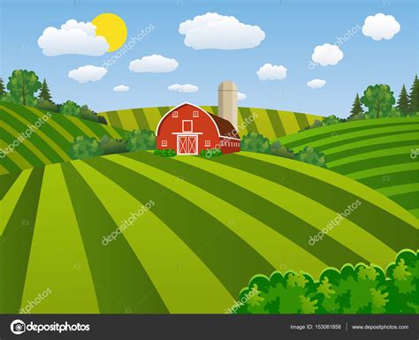 Cartoon Farm Green Seeding Field — Stock Vector © Drogatnev 153061858