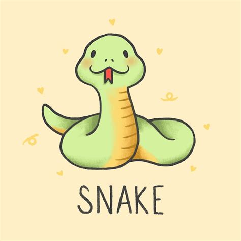 Premium Vector Cute Snake Cartoon Hand Drawn Style
