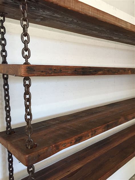 Hanging Chain Shelving With 100 Year Old Reclaimed Wood Diy Wood