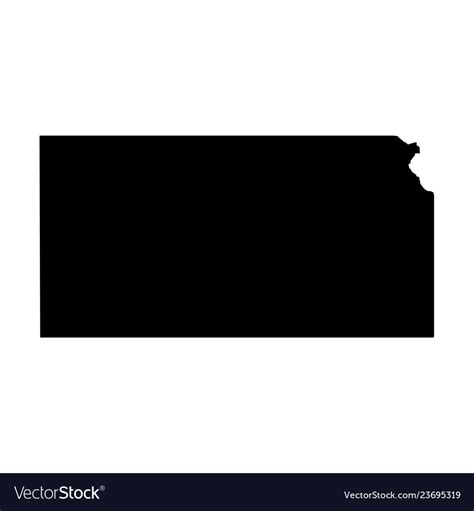 Kansas State Usa Solid Black Silhouette Map Vector Image