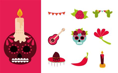 Day Of The Dead Celebration Flat Icon Set 1431951 Vector Art At Vecteezy