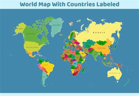 2022 World Map Simple Labeled Ceremony World Map With Major Countries