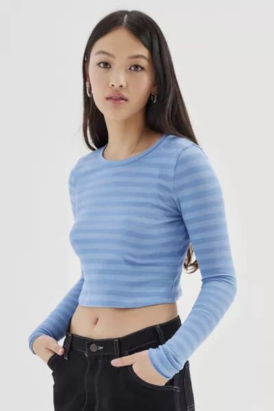 Bdg Girlfriend Ribbed Cropped Long Sleeve Tee Urban Outfitters
