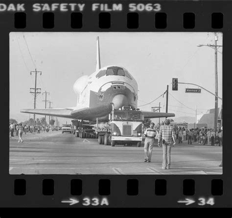 Space Shuttle Challenger Being Towed Along Street In Lancaster Calif