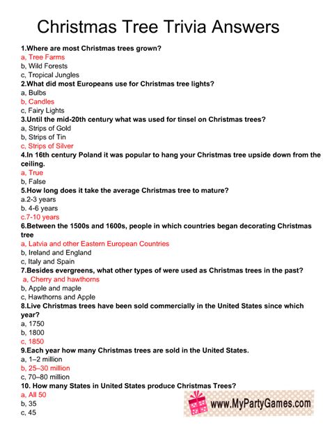 Answers To Free Christmas Trivia Game Printable Printable Templates