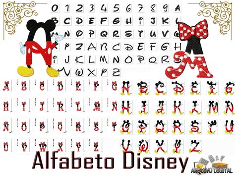 Matriz Bordado Comp Alfabeto Disney Mickey E Minnie Elo7