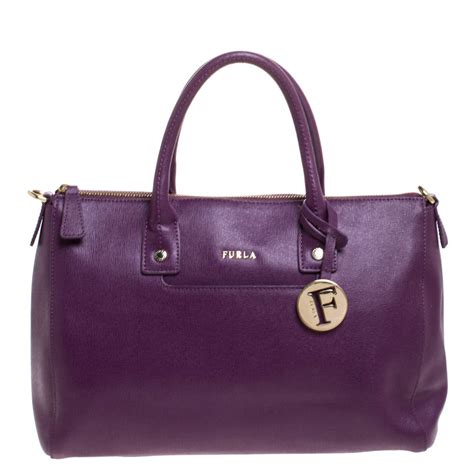 Furla Purple Leather Medium Linda Tote Furla The Luxury Closet