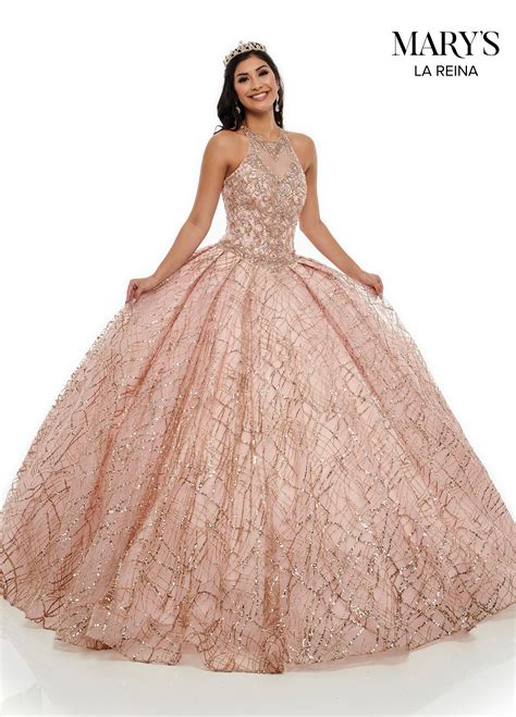 Glitter Illusion Quincea Era Dress Marys Bridal Style Mq Quince Dresses Rose Gold
