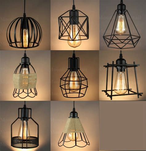 See more ideas about lamp, hanging lamp shade, hanging lamp. Vintage Industrial Metal Cage Black Cafe Loft Bar Pendant ...