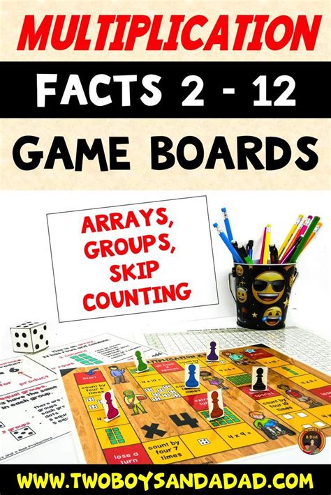 Multiplication Game Boards For Tables 2 To 12 Kids Edition Math Fact