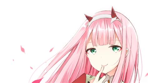 Darling In The Franxx Green Eyes Zero Two With Background Of White Hd