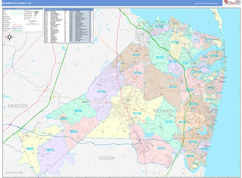 Monmouth County Nj Wall Map Color Cast Style By Marketmaps Mapsales
