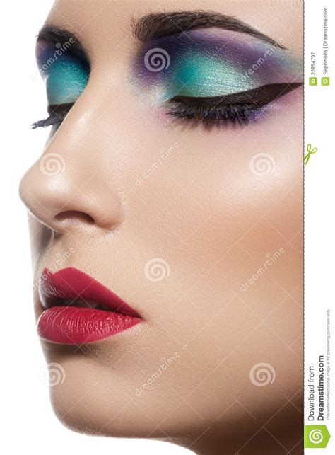 Close Up Beautiful Model Face With Fashion Make Up Royalty