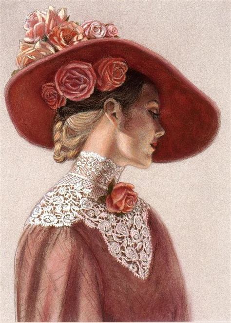 Victorian Lady In A Rose Hat Greeting Card By Sue Halstenberg Victorian Paintings Victorian