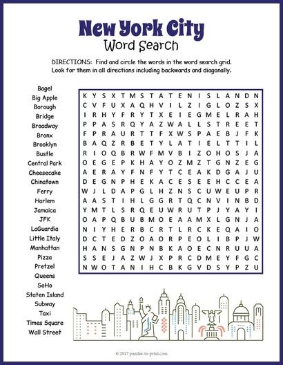 New York City Word Search