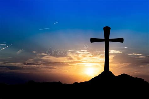 Cross On A Hill At Sunset Stock Image Image Of Faith 123540351