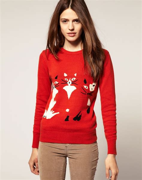 Asos Dolly Cat Sweater Asos Sweaters Fox Sweater Jumpers For Women