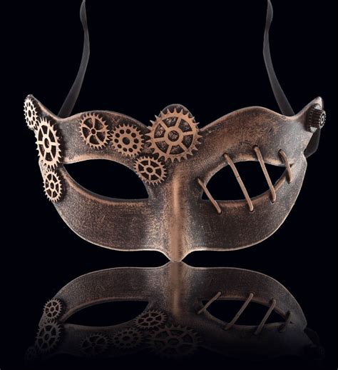 Attitude Studio Venetian Metallic Masquerade Gears Mask Copper
