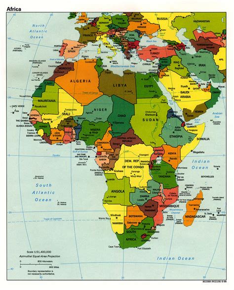 Mapa Político Detallada De África Con Capitales 1998 África