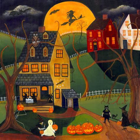 Halloween Ho Down Barn Dance Folk Art Original Painting Sold Folk Art