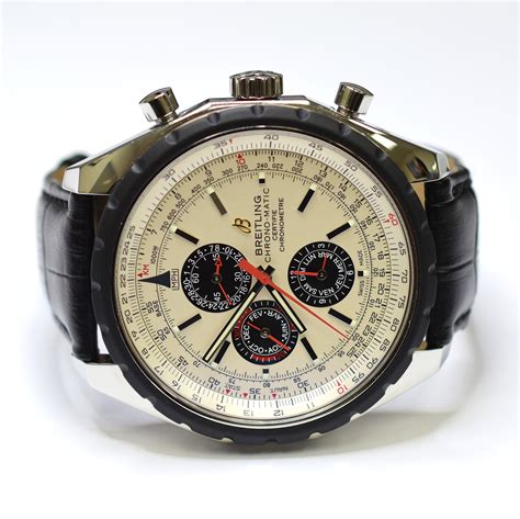 Breitling Chrono Matic 49mm Stainless Steel Mens Watch On Leather Strap