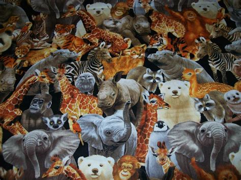 Per Yard Packed Animal Print Fabric Animal Kingdom Safari Fabric