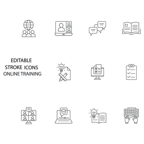 Online Training Icons Set Online Training Pack Symbol Vector Elements