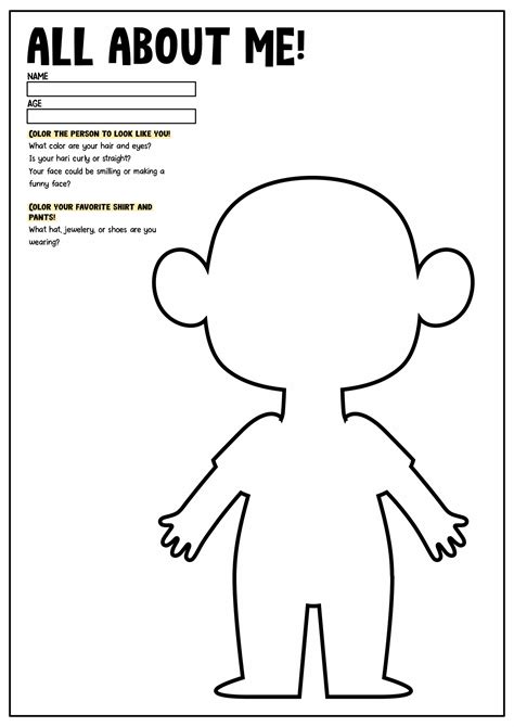 15 Best Images Of All About Me Coloring Pages Worksheets All About Me
