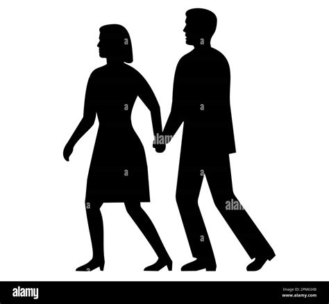 Couple Black Silhouette Holding Hands