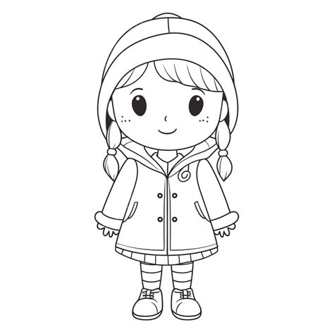 Free Printable Coloring Page Of An Adorable Little Girl In A Coat