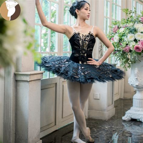 FLTOTURE Black Professional Ballet Tutu For Girl Ballet Competition Costumes Custom Made JY