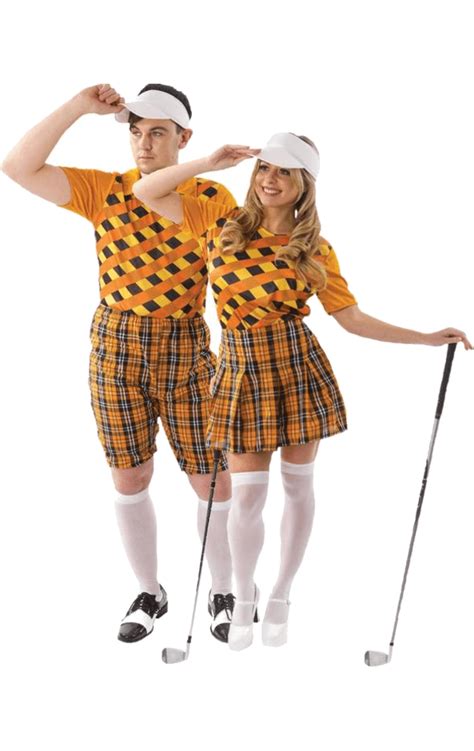 Golf Couple Costumes Orange And Black Sports Fancy Dress Costumes