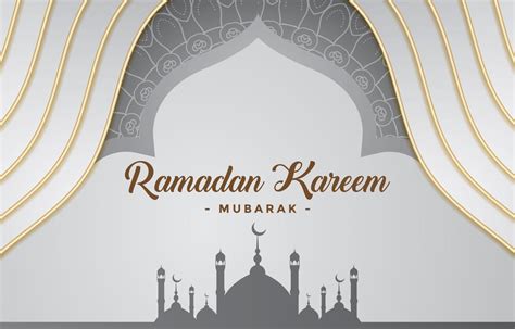 Minimalis Ramadan Kareem Background With Gold And Grey Colour Gray