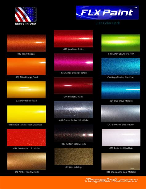 Metallic Red Car Paint Color Chart