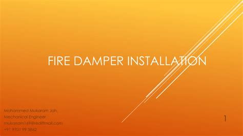 Fire Dampers Installation Ppt