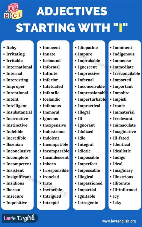 Adjectives that Start with I: List of 100 Adjectives ...